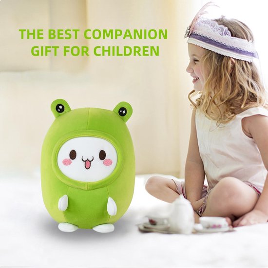 2-in-1 vervormbaar nekkussen voor kinderen - zacht U-vormig kussen - schattige pluche dieren - gezellige slaap- en speelmetgezel - vliegtuigen en reizen - groene kikker van Trunki — afbeelding 2