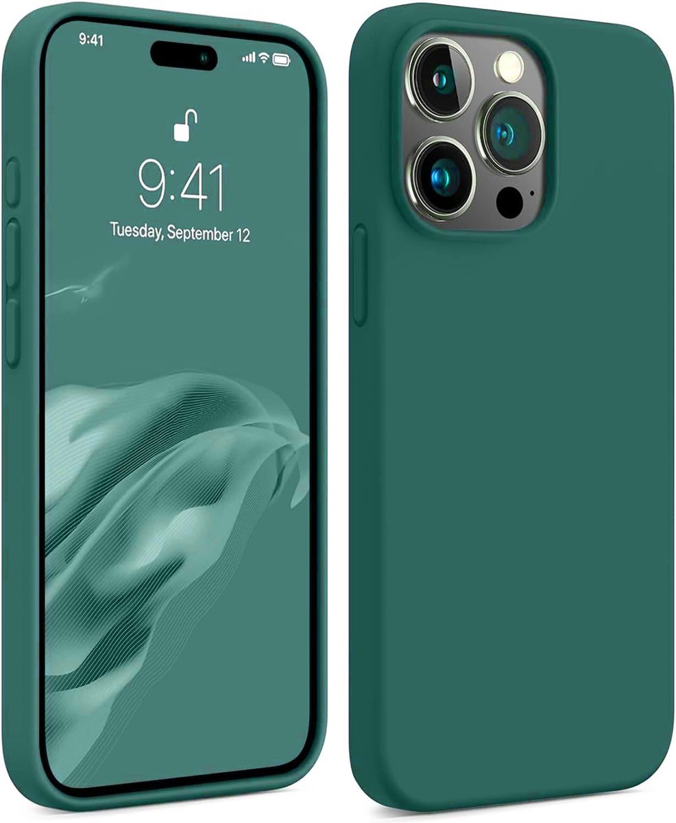 BixB hoesje geschikt voor iPhone 16 Pro Hoesje Siliconen - liquid Backcover - Pine Groen
