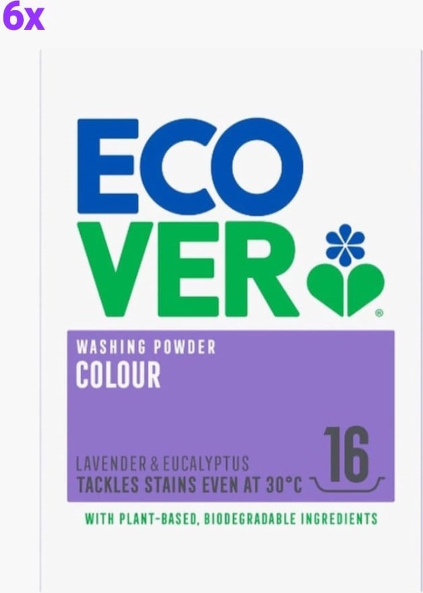 Goedkoopste Ecover Waspoeder Kleur Voordeelverpakking 6x 16 Wasbeurten 6x 1,2 kilo