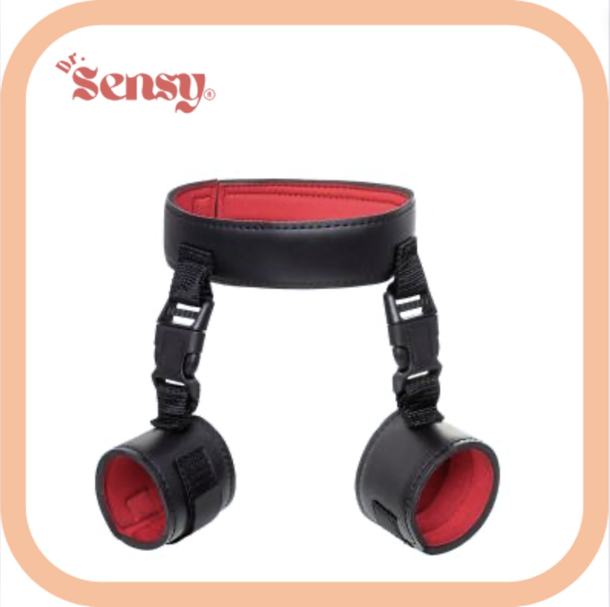Goedkoopste Dr. Sensy BDSM Collar boeien - Zwart/Rood - Verstelbaar - Hals Handboeien - SM - Fetish - Voor Koppels