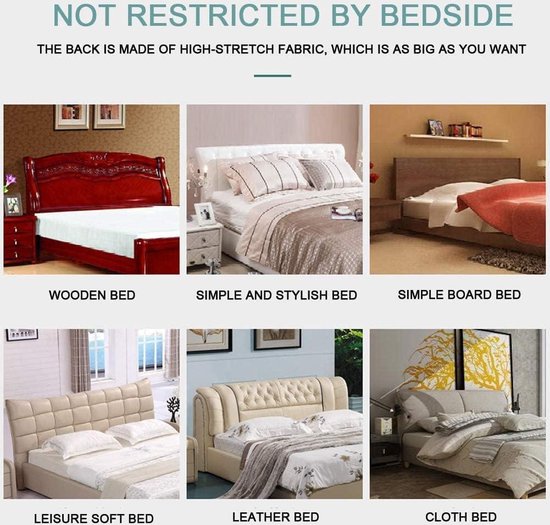 Housse de protection pour tête de lit - modèle uni - extensible et lavable - uni - gris clair - 180 cm