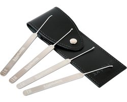 4-delige haak slotenmaker gereedschapset Profi 06 mm in lederen koffer - gebroken sleutels verwijderen - slotenmakersgereedschap - strakke sloten - zelfs verwijderen