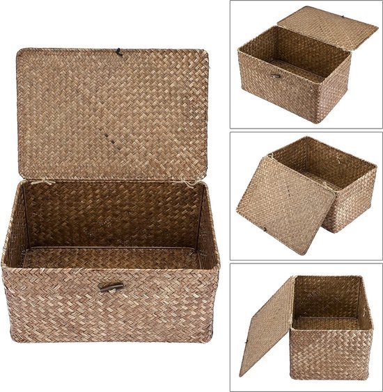 Mand zeegras naturel/zwart D32xH28 cm kopen? Manden