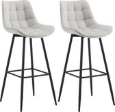 CLP Dartford Set van 2 barkrukken - Met rugleuning - Met voetsteun - Metalen frame - grijs Fluweel