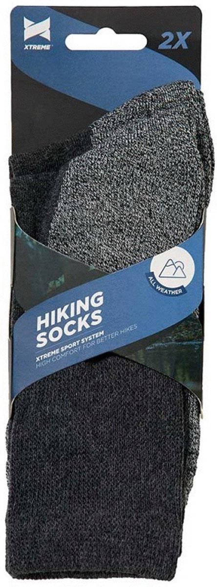 Xtreme Wandelsokken Hiking Katoen 2-pak Antraciet