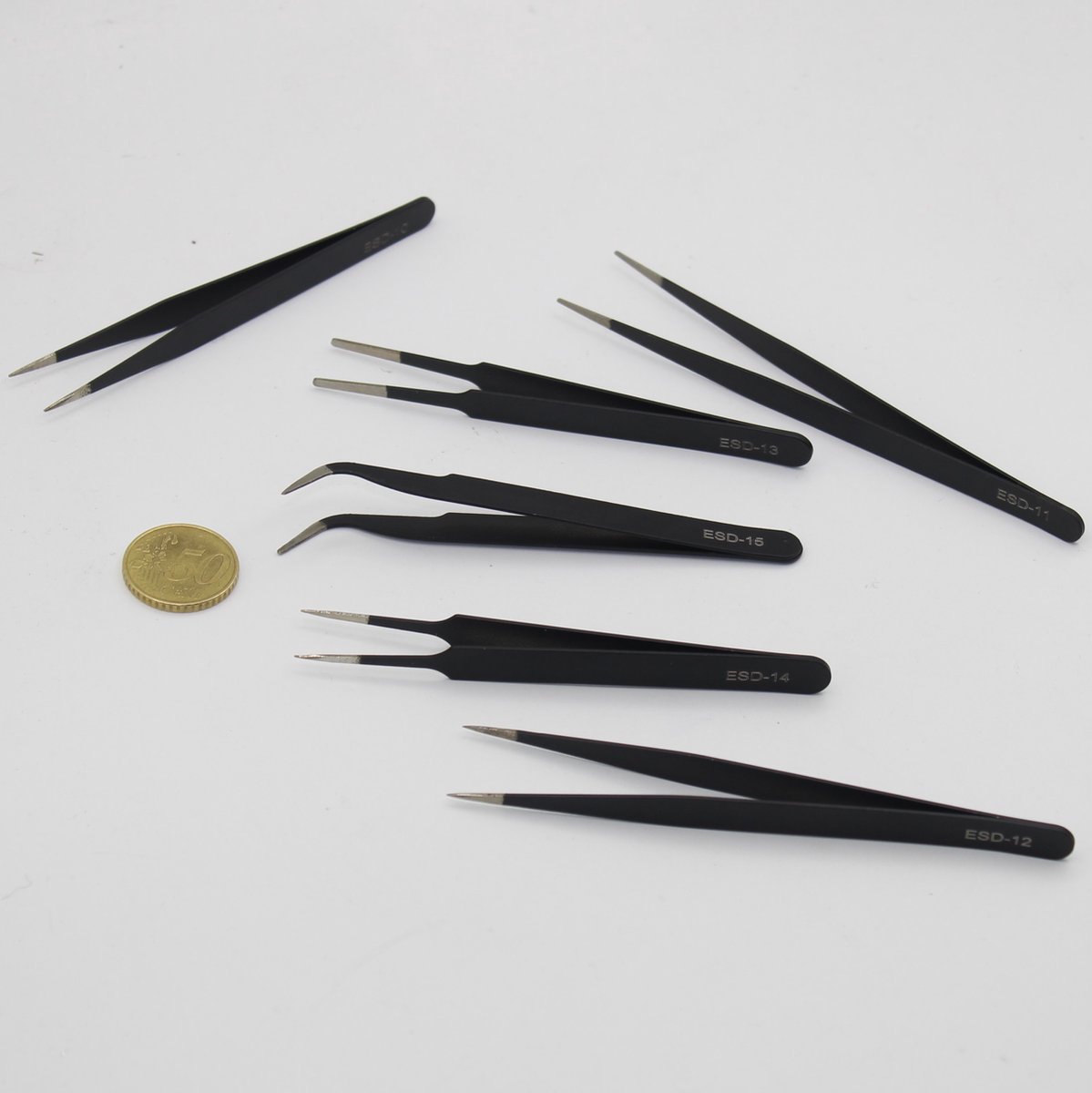 Set van 6 NIET-MAGNETISCHE PRECISIE PINCETTEN voor HOBBY'S zoals MODELBOUW SIERADEN LABO enz