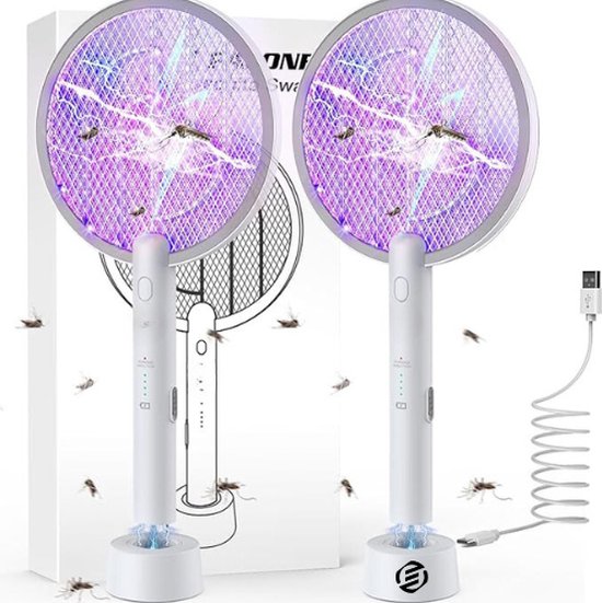 DANGZW Elektrische Vliegenmepper 3000V Extra Sterke, 2 in 1 USB