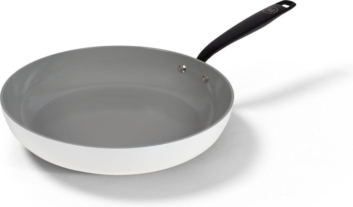 BE Living Koekenpan - Ø 28 cm - PFAS vrije Keramische Koekenpan inductie - Geschikt voor alle warmtebronnen - Wit