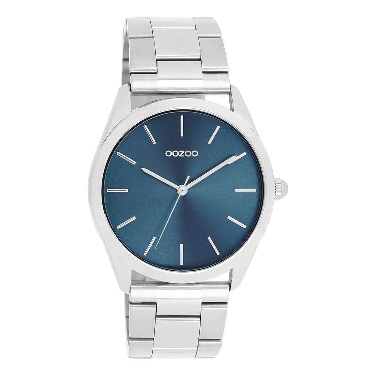 OOZOO Timepieces - Zilverkleurige horloge met zilverkleurige roestvrijstalen armband - C11428
