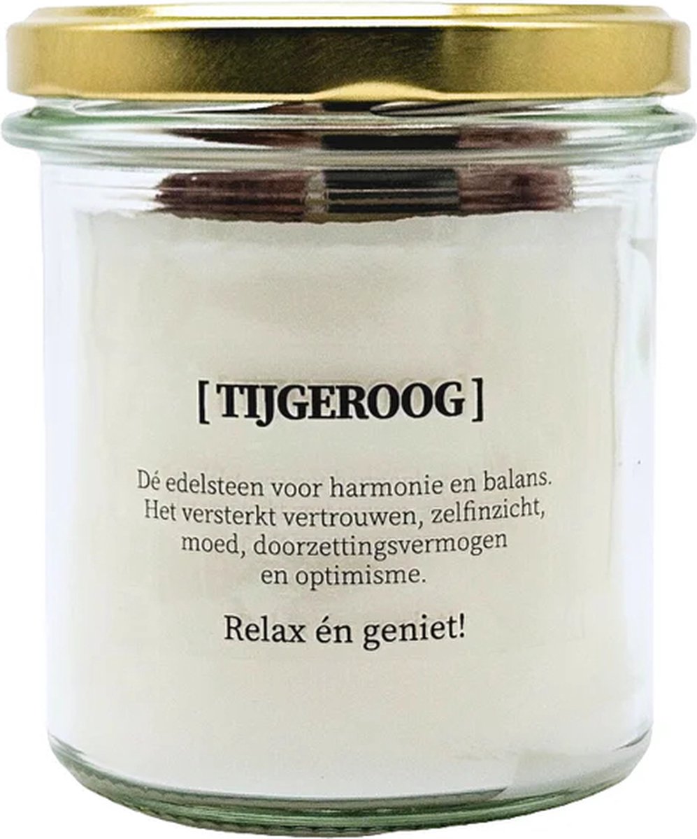 DIY pakket - Kaars met edelsteen en geurdecoratie - Tijgeroog