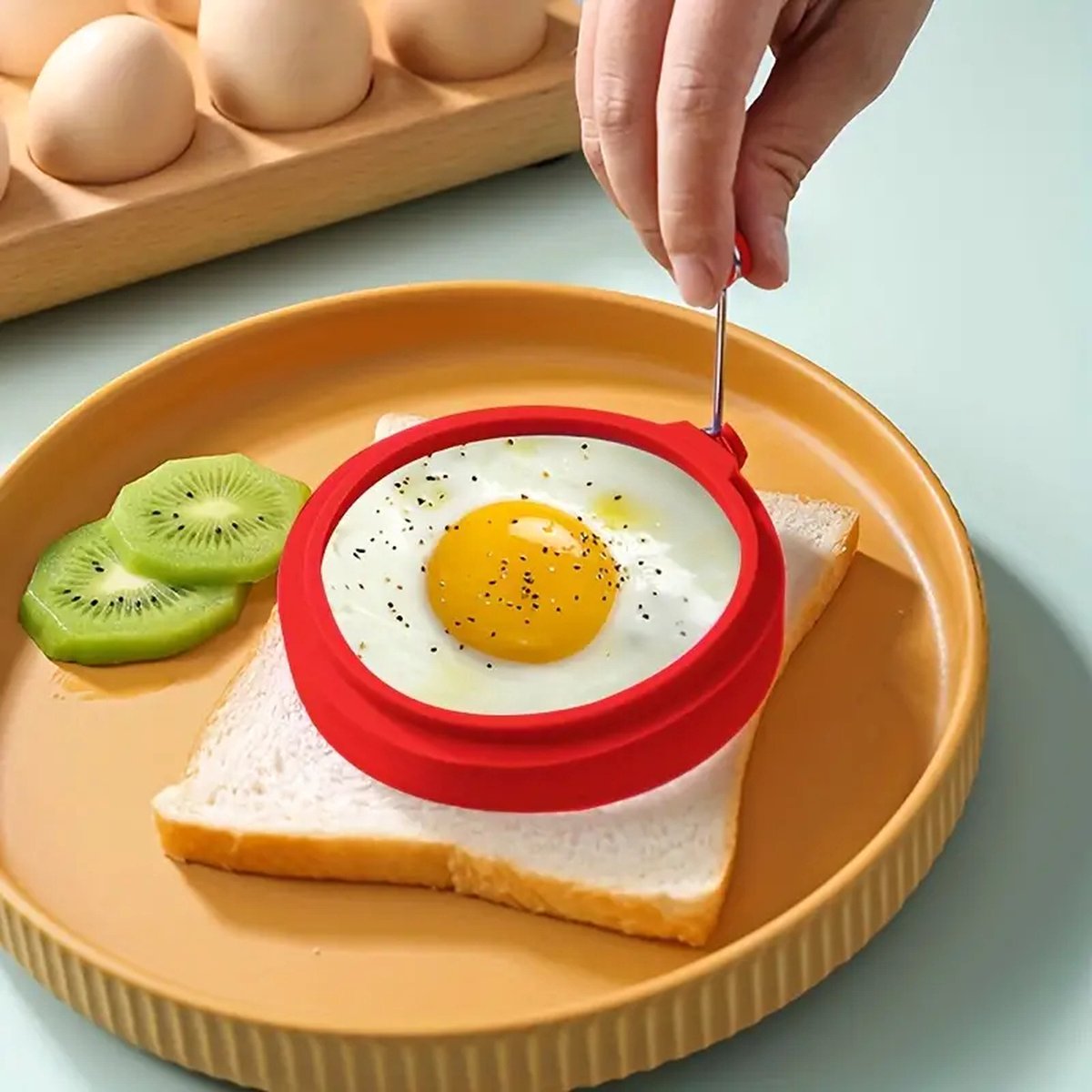 Narimano® Siliconen Eierring - Anti-aanbak, Ronde Pannenkoekvorm voor Perfecte Ontbijten & Omeletten