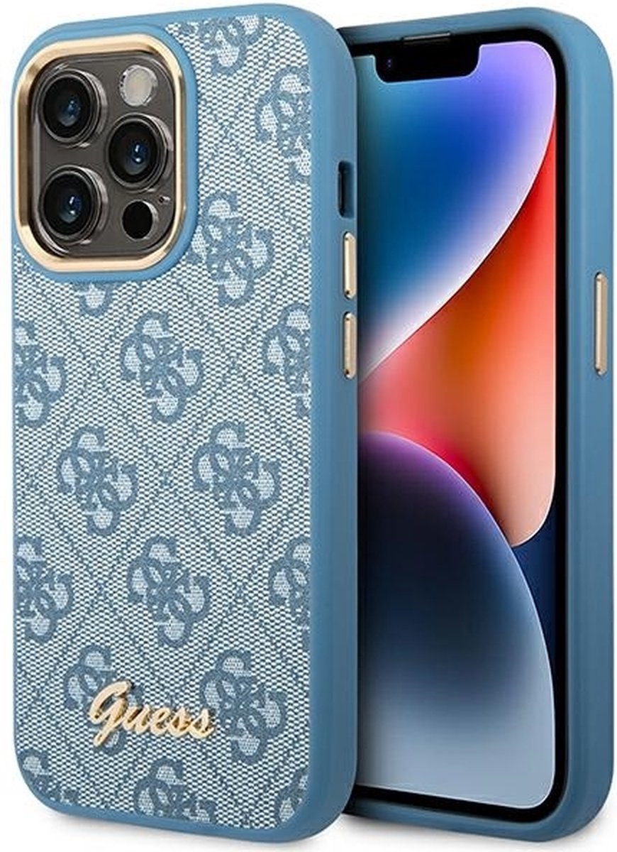Guess 4G Backcover hoesje geschikt voor Apple iPhone 14 Pro (6.1") - Blauw