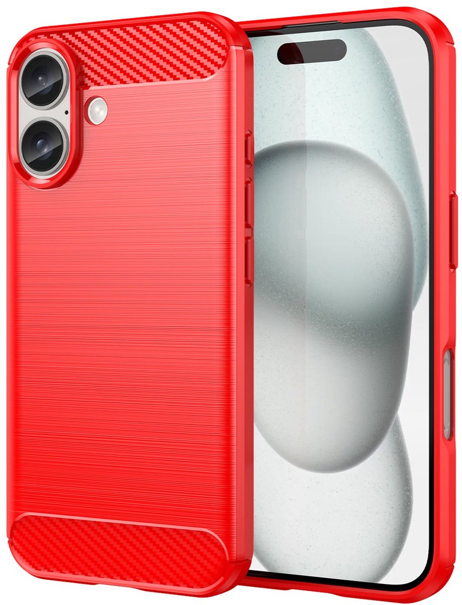 Mobiq Carbon Look Hoesje geschikt voor iPhone 16 Plus - Flexibele TPU Case