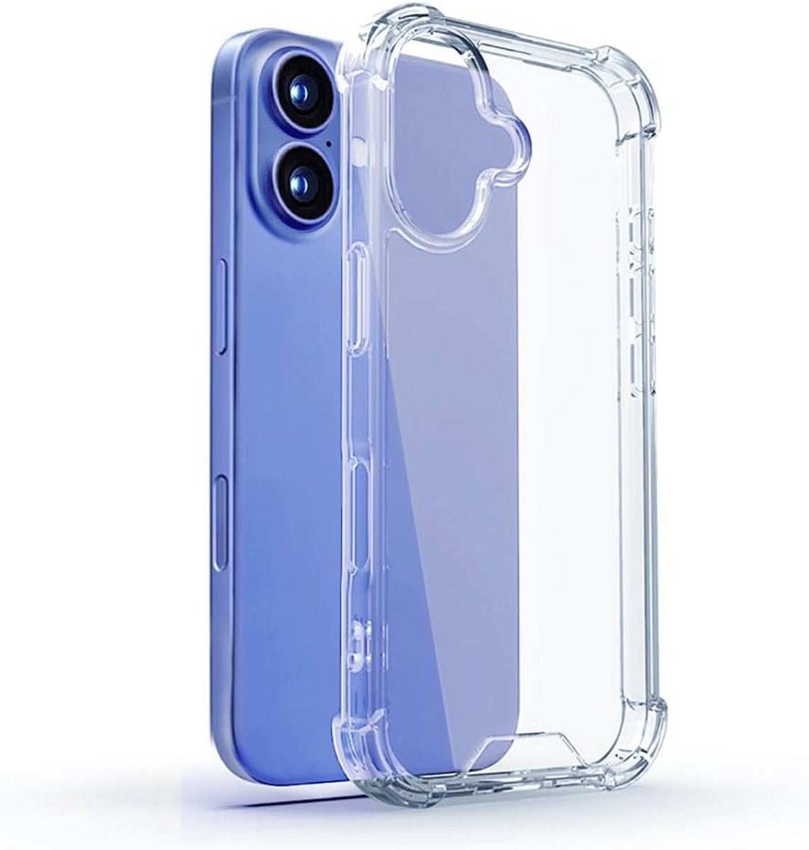 Shockproof hoesje geschikt voor iPhone 16 Plus Transparant - Doorzichtig hoesje geschikt voor iPhone 16 plus - Extra verhoogd Camera Rand - Kristal Helder