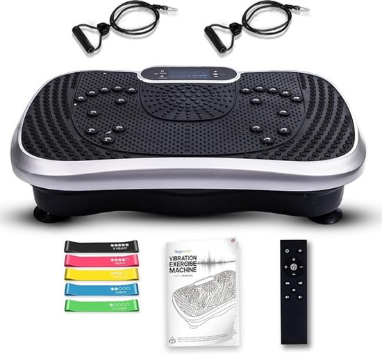 Foto: Rockerz trilplaat deluxe trilplaat fitness powerplate inclusief weerstandsbanden en handvatten 5 trainingsprogrammas 99 snelheidniveaus met bluetooth muziek kleur zwart