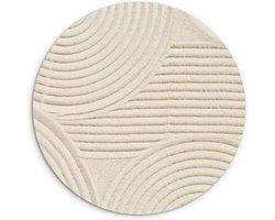 WallCircle - Wandcirkel abstract patroon 30x30 cm - Muurcirkel schilderij binnen - Wandbord rond slaap kamer - Huis decoratie woonkamer - Wanddecoratie cirkel schilderijen - Beige slaapkamer accessoires - Muurcirkels - Wonen & interieur