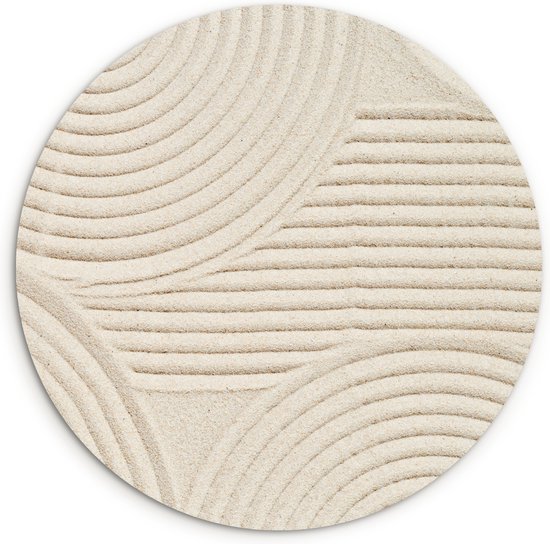 WallCircle - Wandcirkel abstract patroon 30x30 cm - Muurcirkel schilderij binnen - Wandbord rond slaap kamer - Huis decoratie woonkamer - Wanddecoratie cirkel schilderijen - Beige slaapkamer accessoires - Muurcirkels - Wonen & interieur