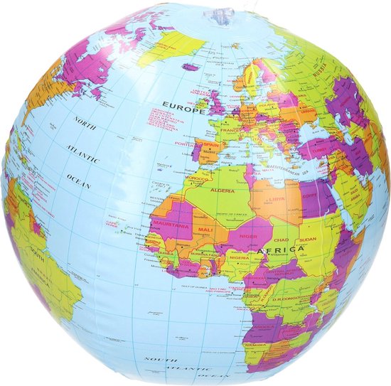 *** Opblaasbare Wereld bol - Opblaasbare wereld - Globe - Wereldbol - Diameter 20 cm - Cadeau - Landkaart- Opblaasbare strandbal in wereldbolvorm - van Heble® ***