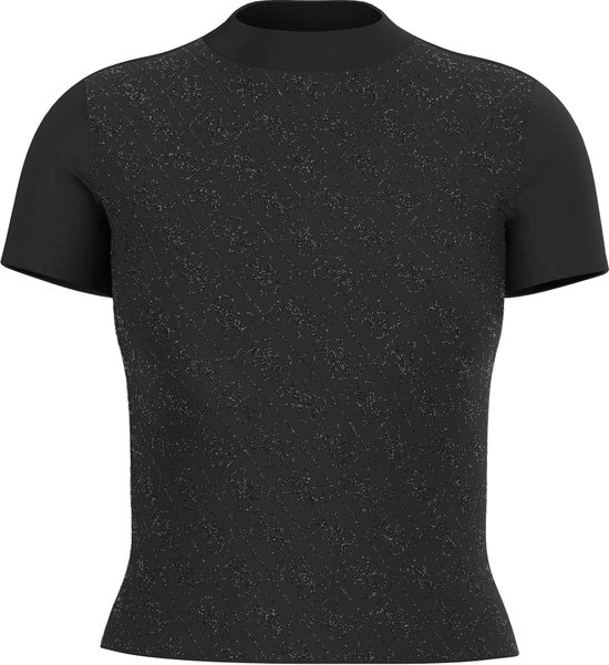 Guess SS Mock Neck All Over T-Shirt - Zwart - Maat M