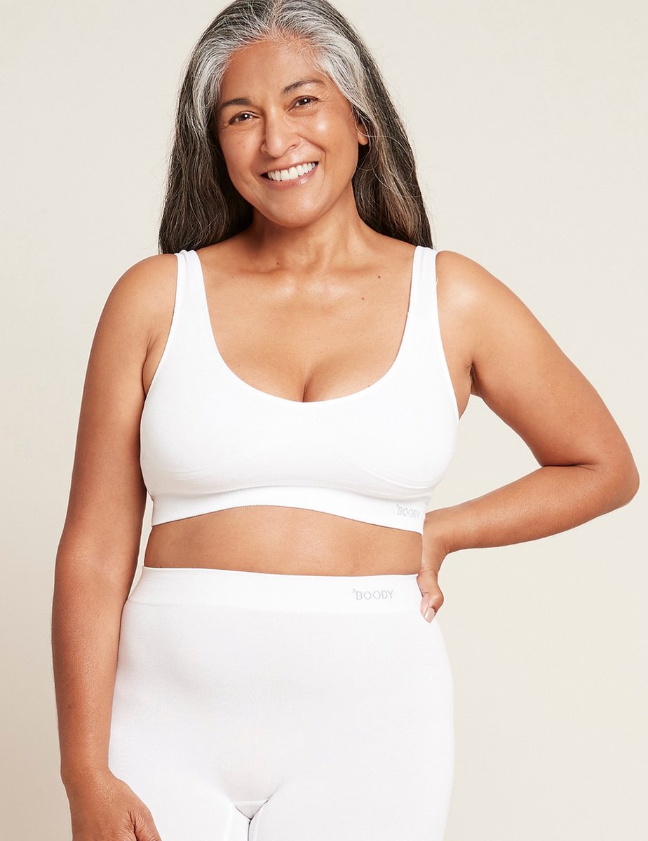 Boody Padded Shaper Crop Bra Duurzaam maat M Kleur wit met verwijderbare Pads