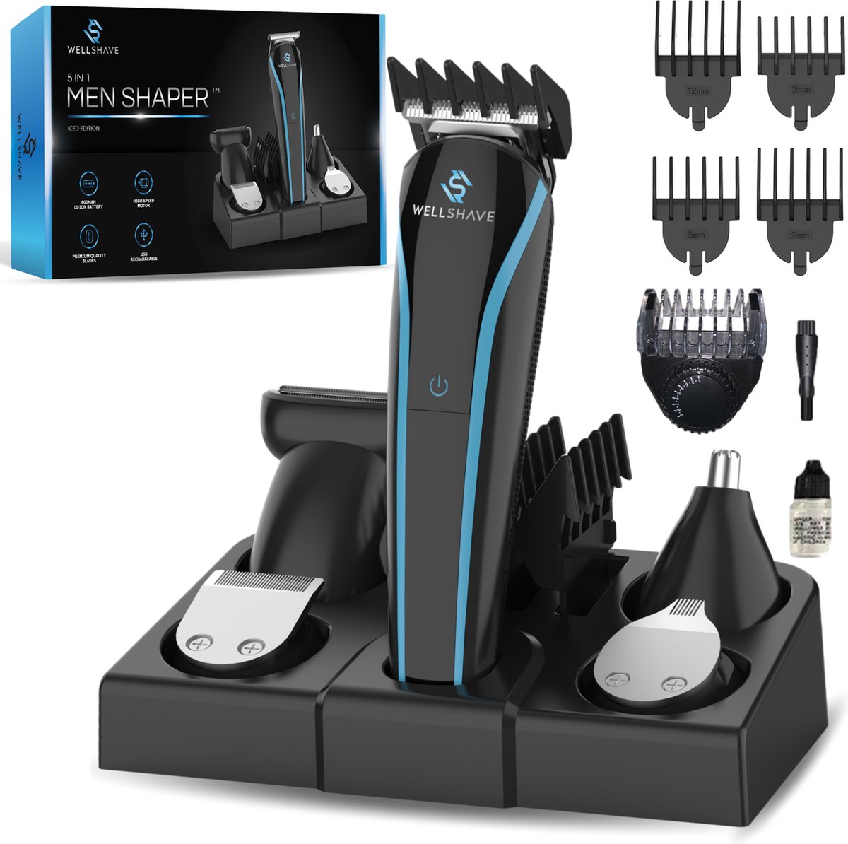 Wellshave 5-in-1 Baardtrimmer Mannen V2 Trimmer Baard en Lichaam Bodytrimmer heren Bodygroomer mannen