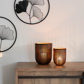 Atmooz - Kaarshouder Silva - Set van 2 - Zwart met Gouden Binnenkant - Windlichten voor Stompkaarsen - Ø 16 & Ø 21,5 cm