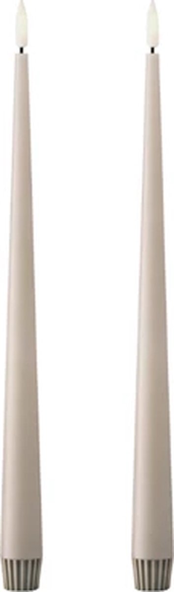 Ester & Erik Led Taper kaars 30cm linen grey set van 2 Grijs