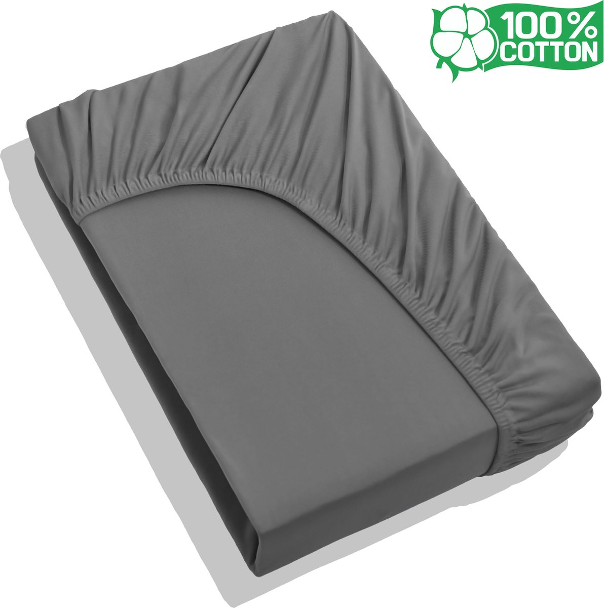 Hoeslaken 100% Katoen - Zacht Katoenen Hoeslaken - Antraciet - 140x200 cm - 35 cm Hoge Hoek - Perfecte Pasvorm - Heerlijk Zacht - katoenen Hoeslaken 140x200 - Antraciet - Antibacteriëel - matrasbeschermer - matrasvernieuwer