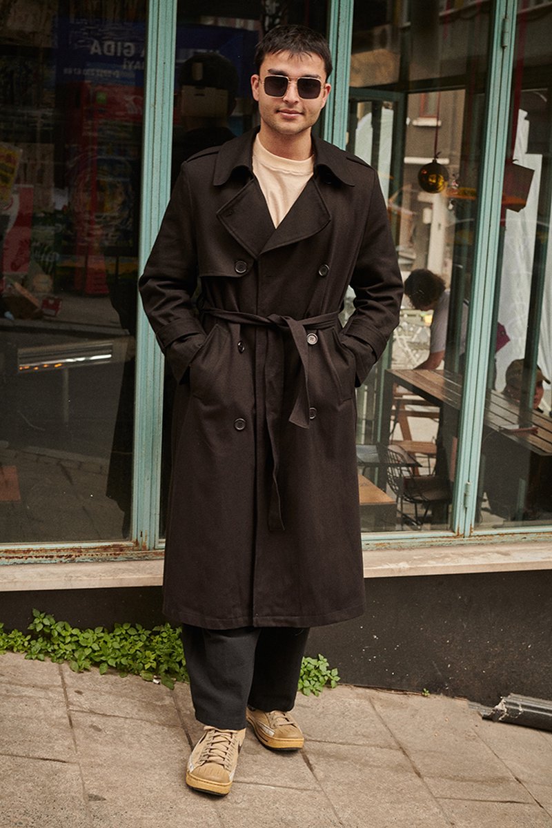 Vintemod Oversized Trenchcoat Zwart – One Size- Unisex
