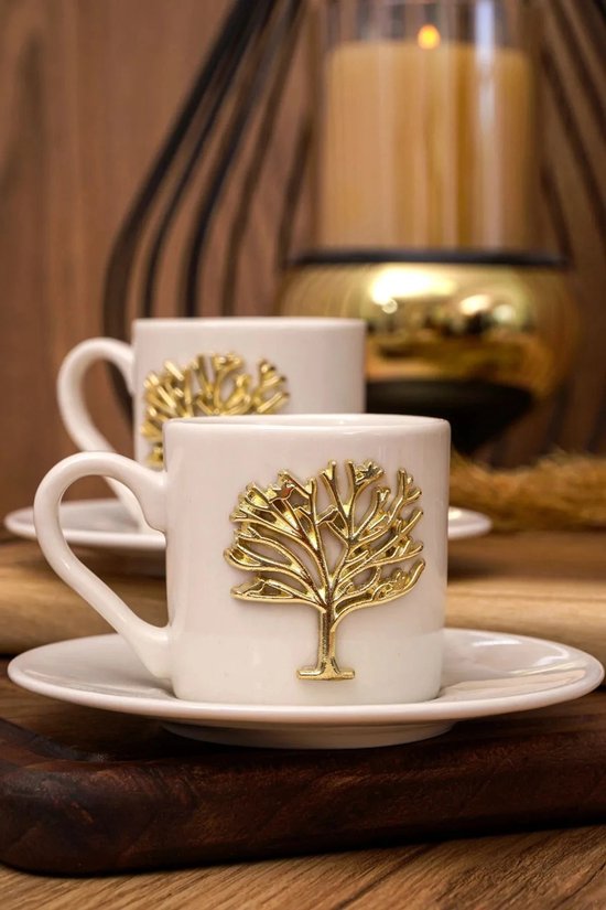 Guzzini - EVERYDAY Set van 4 koffiekopjes met schotel - Mosterd Geel