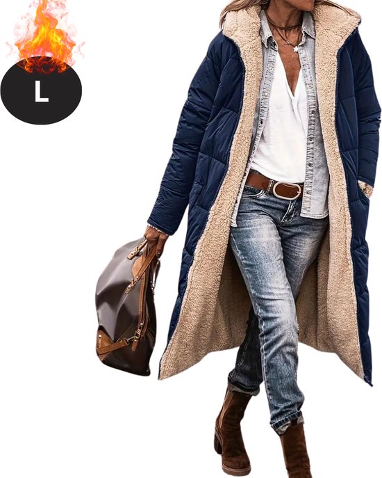 Nivard Winterjas - Parka Dames Winterjas - Winter - Volwassen - Stijlvol - Lange Jas Dames - Mantel Vrouwen - Marineblauw - L