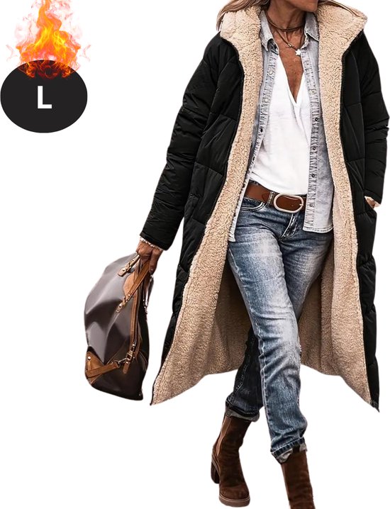 Nivard Winterjas - Parka Dames Winterjas - Winter - Volwassen - Stijlvol - Lange Jas Dames - Mantel Vrouwen - Zwart - L