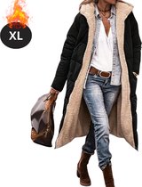 Tuopuda Winterjas voor dames, lang, warm wintermantel, fleece gevoerd, donsmantel, parka, gewatteerde jas, winterparka, outdoorjas met capuchon, tussenjas, roze, L