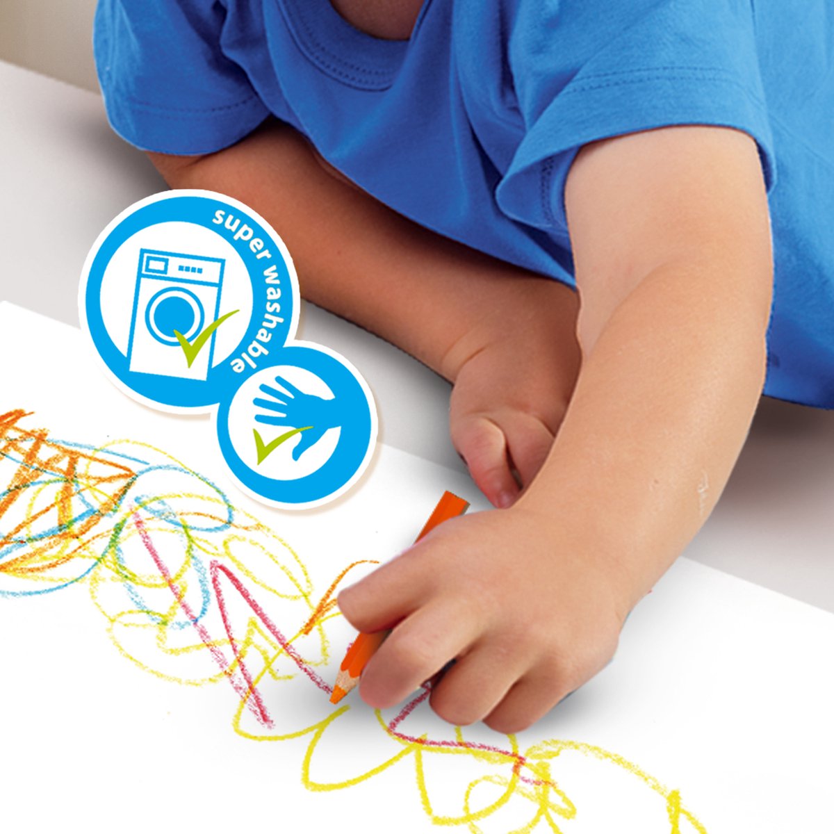 SES Creative My First Kleurpotloden XL - Kort en Dik - Vanaf 1 Jaar - 8 Kleuren - Babyproof - Goed Uitwasbaar - Schoencadeautjes Sinterklaas — cadeau in Spellen & Speelgoed - foto 2