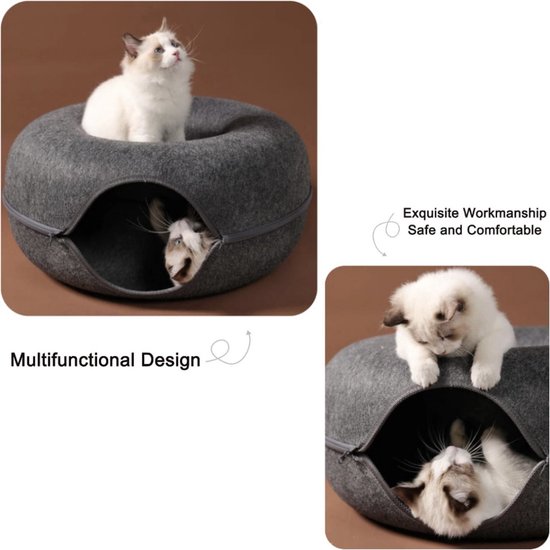 Kattentunnel, Ronde met Bedkussen, XXL voor Interieurs, Kattenmand, Cat Kattentunnel, Ronde met Bedkussen, XXL voor Interieurs, Kattenmand, Cat