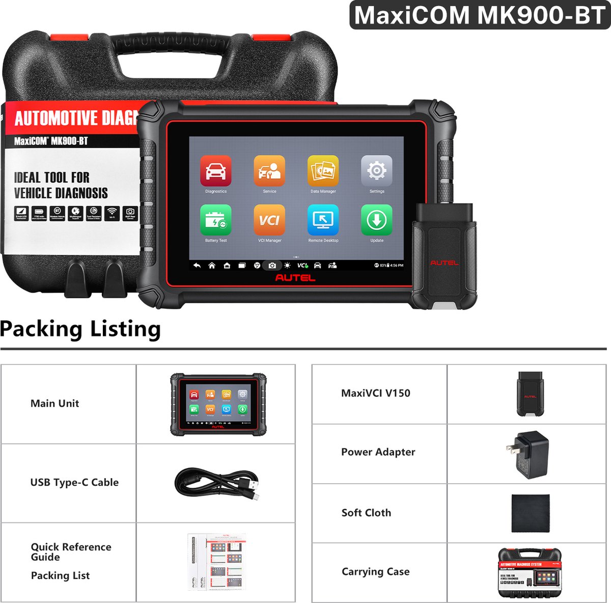 Autel Maxicom MK900BT 2024 - Diagnose tablet - Uitleesapparatuur - Bluetooth - Nederlands thumbnail 5