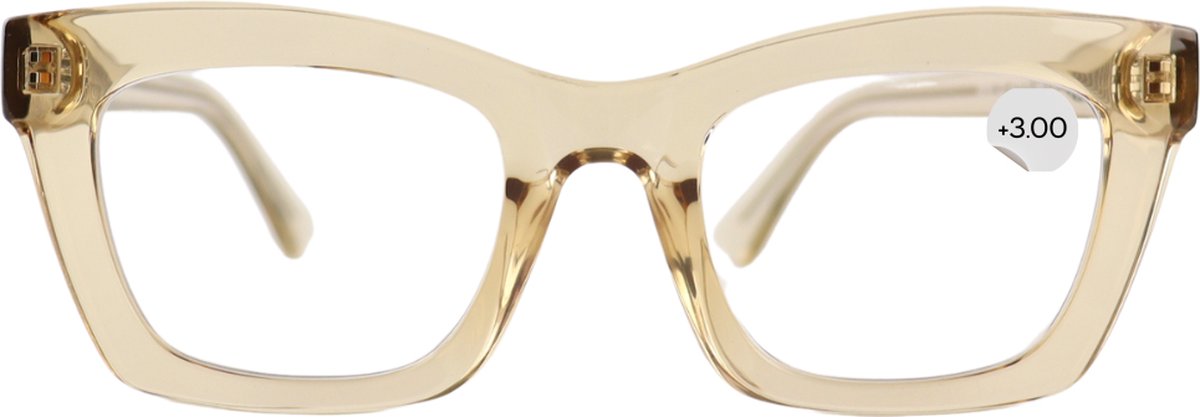 Montour Leesbril - FIENE - plus 3.00 - Vierkant Model - Beige - Dames - Heren - Unisex