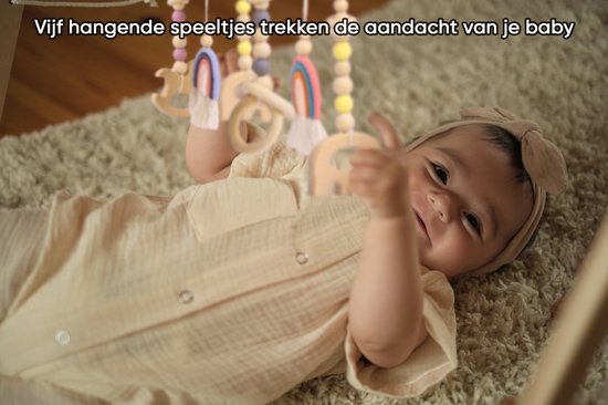 Babygym incl. 5 afneembare kinderspeelgoed - houten Speelboog Baby - Stevige constructie van Calitri — afbeelding 3