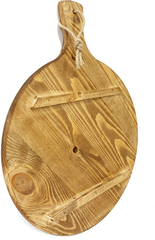 Grande planche ronde à boissons-planche à pizza-planche à snacks-planche à tapas. En bois de pin (ne peut pas être utilisé comme planche à découper), diamètre 38 cm.