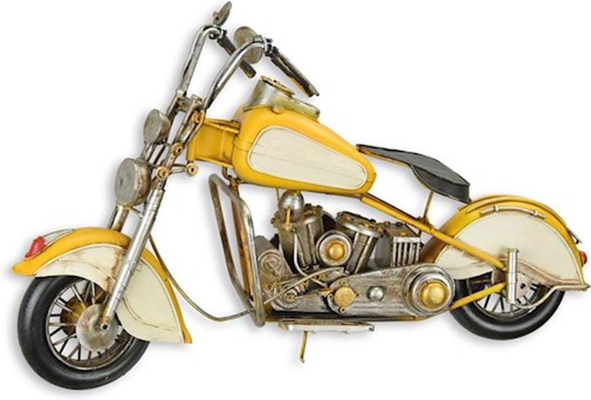 Motorfiets - Miniatuur Model - Blik Metaal - Woondecoratie - Motor Liefhebber - Decoratie - 53x22x31