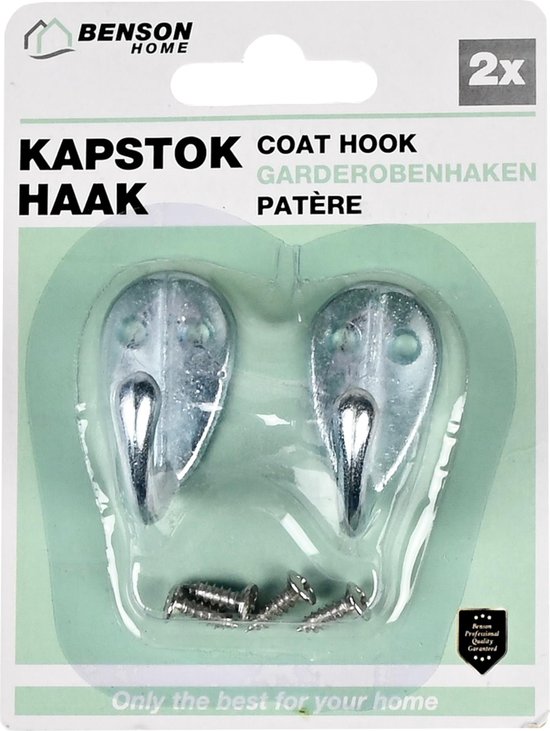 Benson Metalen kapstokhaken - Dubbele haken - 4 x 2.5 x 3.5 cm - 2 stuks van Benson — afbeelding 3