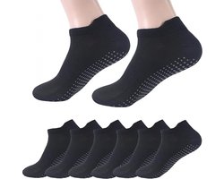Antislip sokken - 6 paar - Yoga Enkelsokken - maat 35-40 - Huissokken Dames en Heren anti slip - Gripsokken - Yoga Sport sokken - Huissokken Dames anti slip - dichte tenen