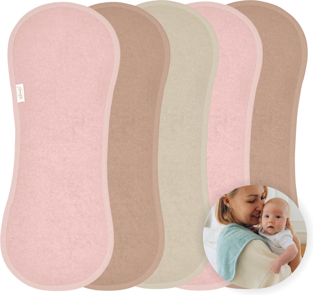 Goedkoopste Funnies Spuugdoek 5 Stuks Roze Tinten - Set van 5 Zachte Spuugdoekjes - Monddoekjes - Kwijldoekjes - 20x55 cm - Absorberend en Zacht - 100 Katoenen Badstof - Perfect voor na de Borstvoeding, Voeden en Bescherming van Kleding
