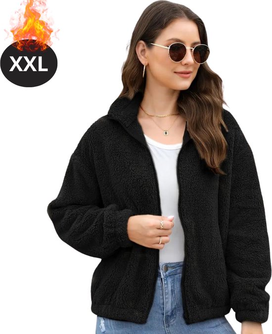 Nivard Manteau d'hiver - Manteau d'hiver pour femme - Hiver - Adulte - Élégant - Manteau long femme - Manteaux femme - Zwart - XXL