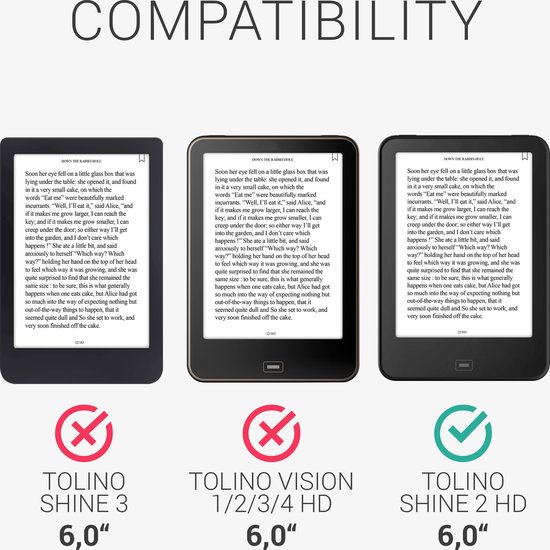 kwmobile hoes geschikt voor Tolino Shine 2 HD - Canvas beschermhoes in donkerblauw / zwart - Voor e-reader van kwmobile — afbeelding 4