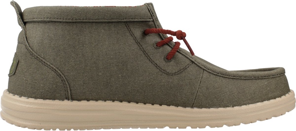 HEYDUDE Wally Mid Waxed Canvas Heren Instappers Olive
