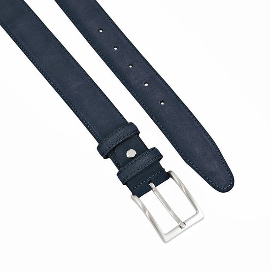 Set de Ceintures de Pantalon en daim Landley - Pack duo de Ceintures pour hommes en cuir suédé - Cuir - Blauw et taupe - Longueur totale 110 cm / Taille de ceinture 95