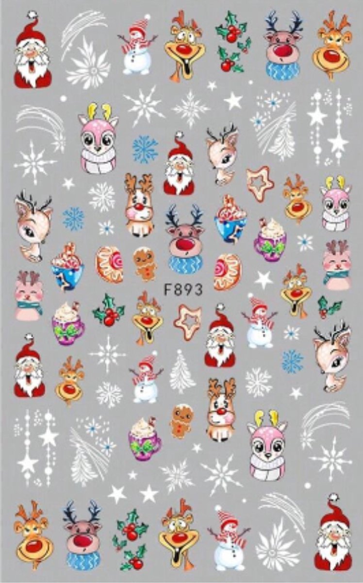 Goedkoopste Nail art nagelstickers | nagelstickers kerst | nagelstickers cartoon kerst 1x2 velletjes