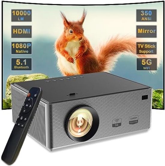 Mini Beamer - Streamen vanaf je telefoon - Input tot 4K - Bluetooth Audio - Projector - Mini Projector - HDMI - USB - Zwart - Smartphone - Draagbaar - Ingebouwde speaker