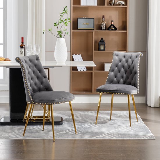 Eetkamerstoelen met armleuning Lucy Grijs Stof Set van 2 | Leen Bakker
